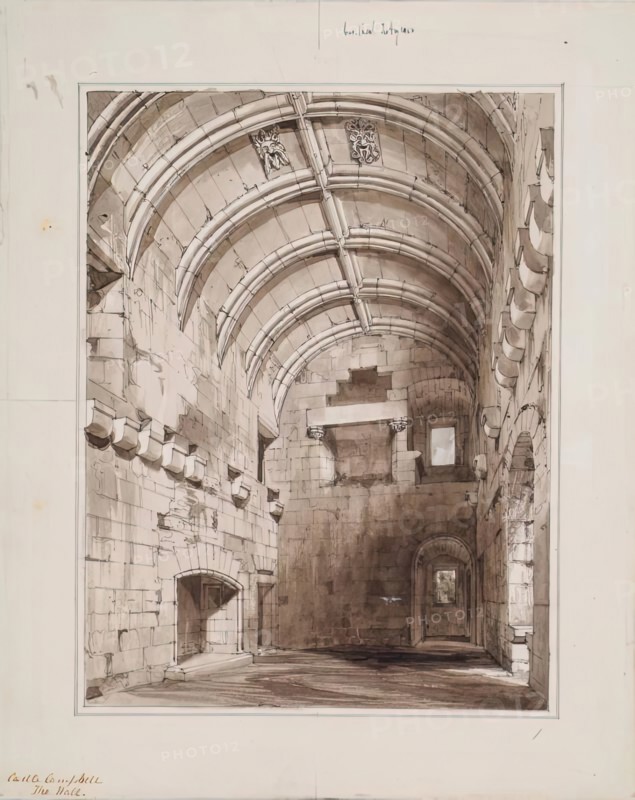 Campbell Castle - The Hall, 1850. Creator: Robert William Billings.