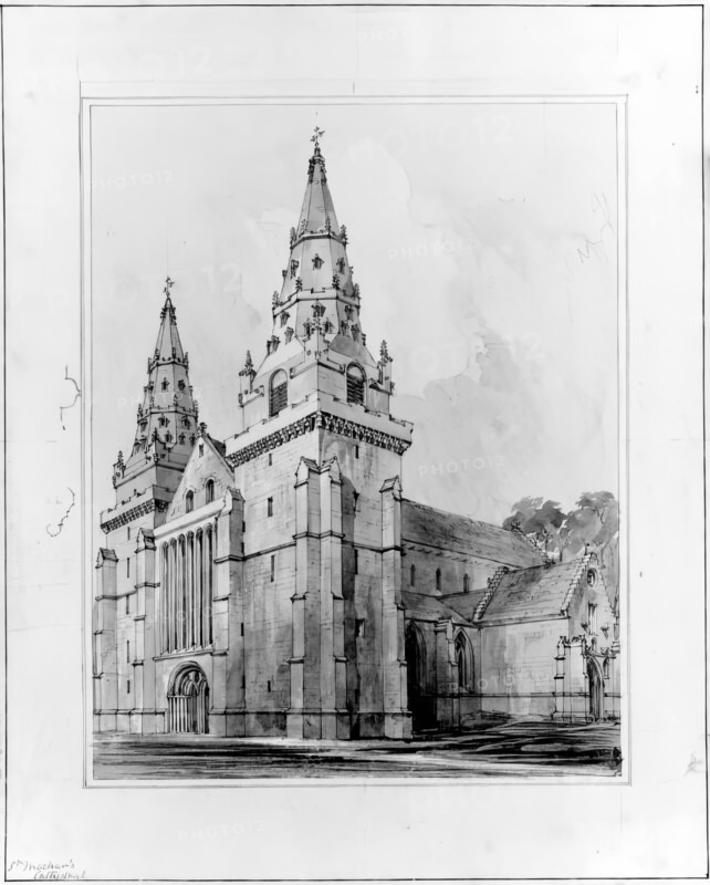 Aberdeen Cathedral - Western Towers, 1848-1852. Creator: Robert William Billings.
