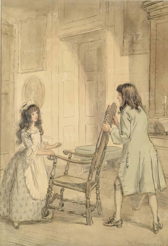 Esmond Placed the Great Chair between Him and Her, 1905. Creator: Hugh Thomson.