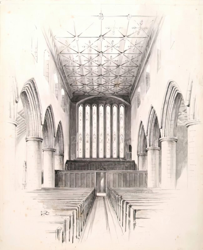 Interior of St Machar's Cathedral-illustration for "The Heraldic Ceiling of St Machar's..., 1888. Creator: George Reid.