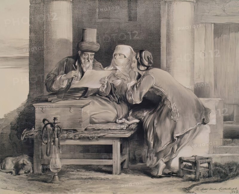 The Letter Writer Constantinople, 1840. Creator: Joseph Nash.