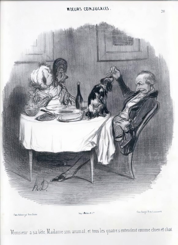 Moeurs Conjugales. Monsieur a sa bête, Madame son animal..., 19th century.  Creator: Honore Daumier.