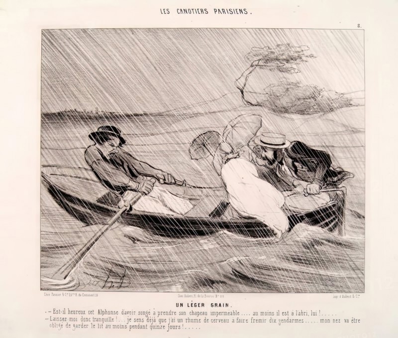 Les Canotiers Parisiens-Un Leger Grain, 1843. Creator: Honore Daumier.