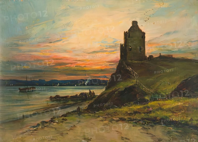 Castle Ruins on a Cliff Edge, 1851. Creator: Samuel Bough.