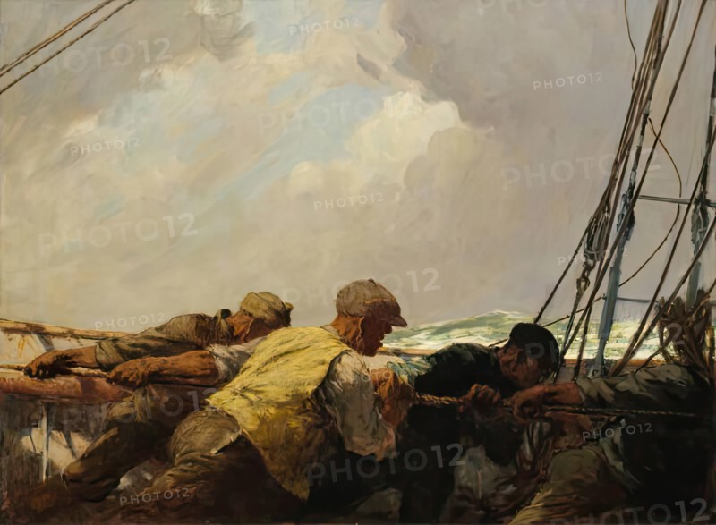 Hauling the Mainsail, 1933. Creator: Arthur Briscoe.