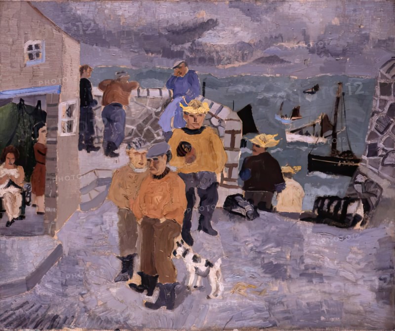 Cornish Fishermen, The Quay, St Ives, 1928. Creator: Christopher Wood.