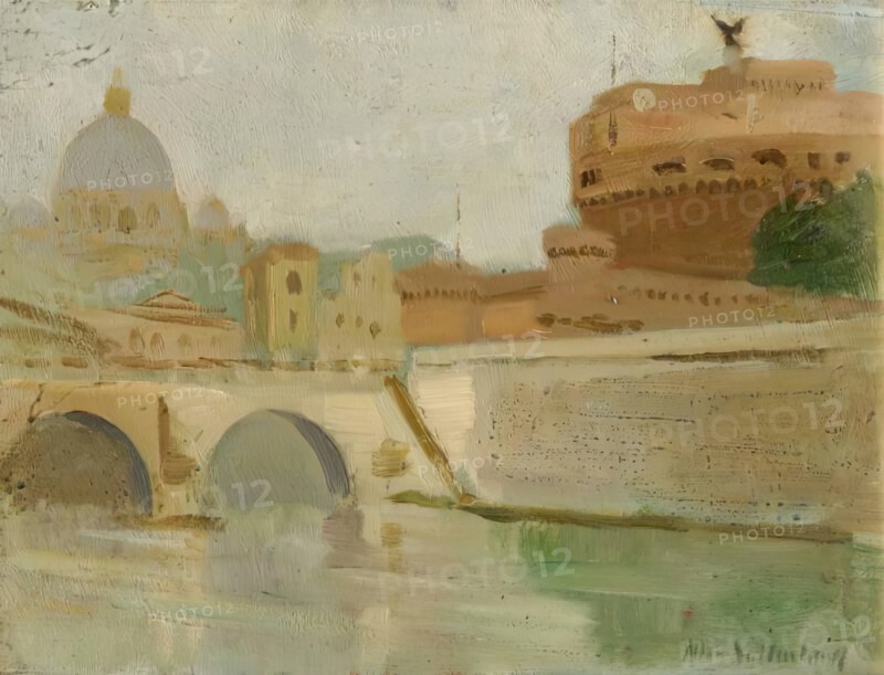 River Tiber and Castel Santangelo, c1905-1918. Creator: Allan Newton Sutherland.