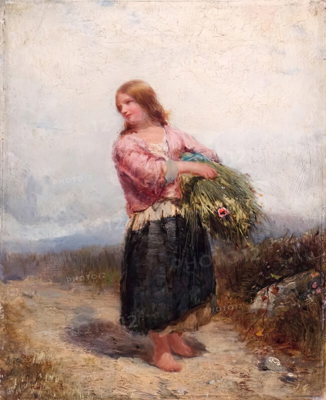 Girl Carrying Hay, 1850-1874. Creator: James Cassie.