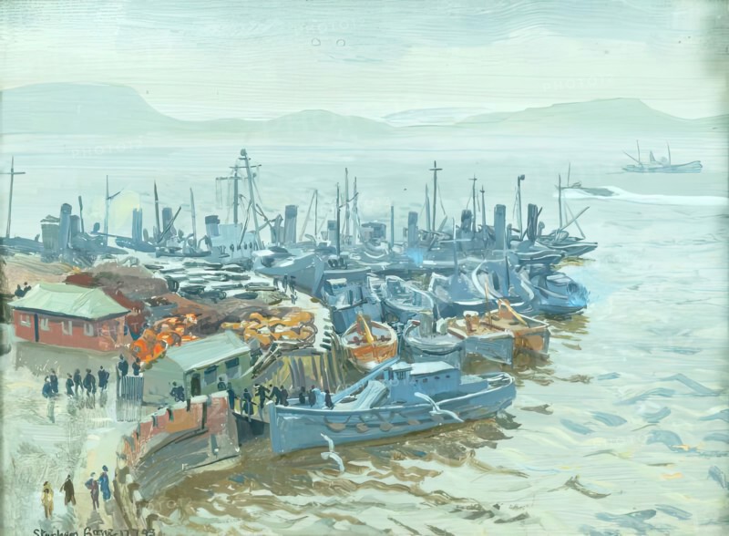 The Boat Pool, Oban - A Wet Day, 1943. Creator: Stephen Bone.
