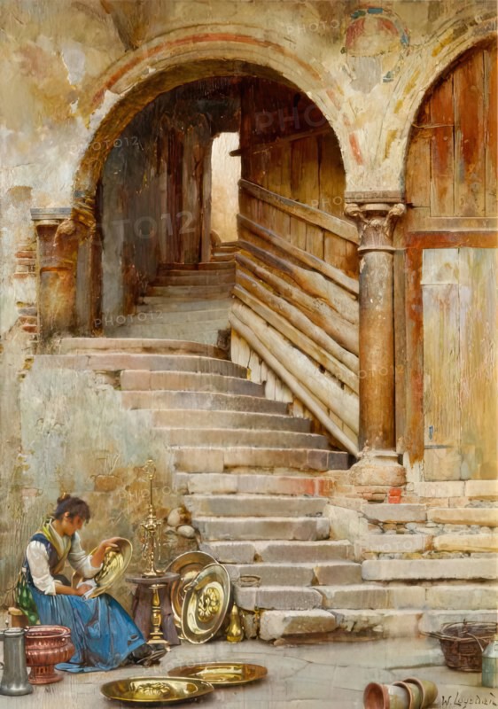A Courtyard in Verona, 1875-1899. Creator: William Logsdail.