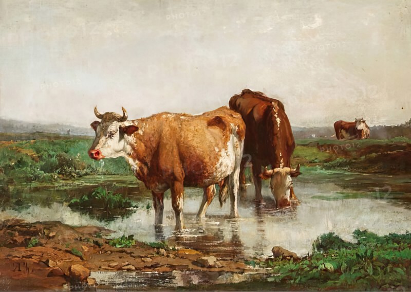 Landscape with Cows, before 1870. Creator: Alexandre Thiollet.