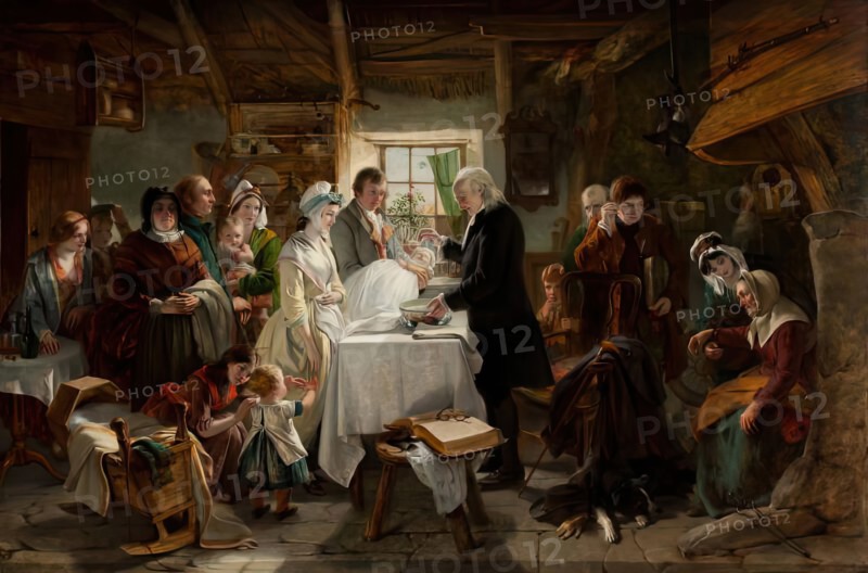 Baptism in Scotland, 1850. Creator: John Phillip.