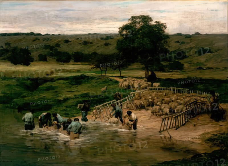 Le Lavage des Moutons, Exhib. 1876. Creator: Leon-Augustin Lhermitte.