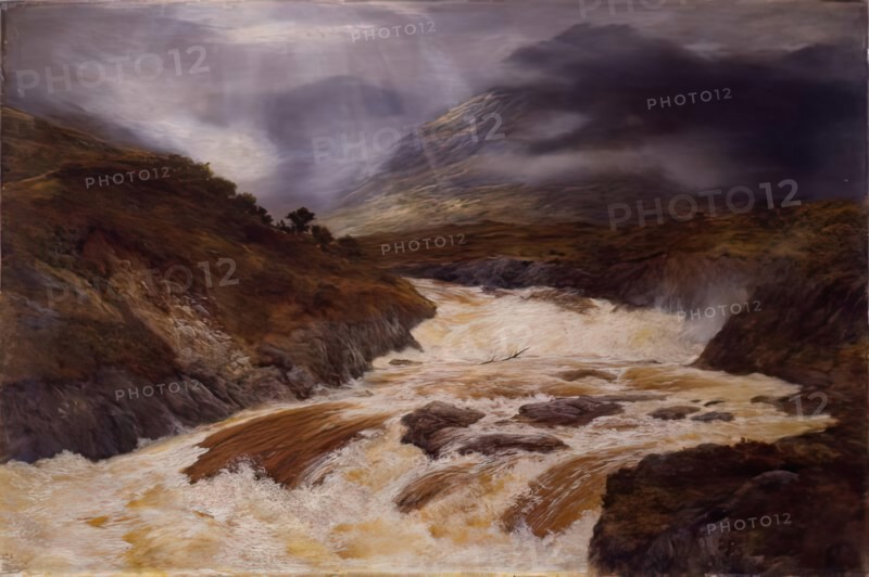 Spate in The Highlands, 1868. Creator: Peter Graham.