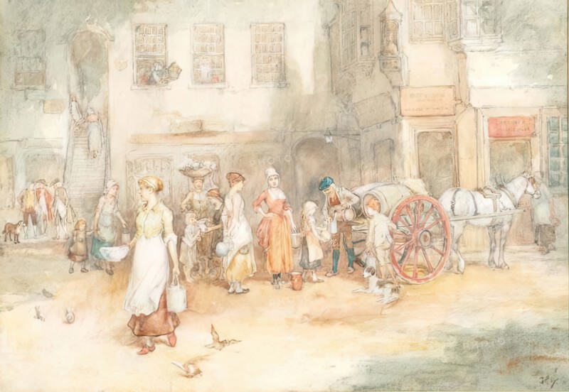 The Milk Cart (John Knox's House, Edinburgh), 1900. Creator: George Hay.