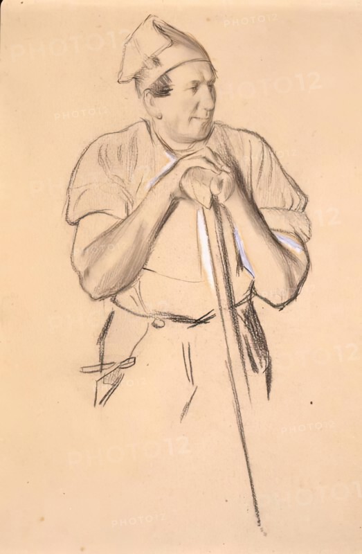 Study of a  Fisherman verso:Study of a Girl In Mid-Victorian Dress, 1850-1891. Creator: Charles Samuel Keene.