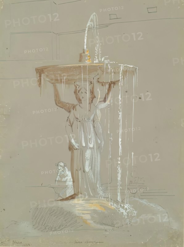 Villa Borghese - Fountain, 1824. Creator: James William Giles.