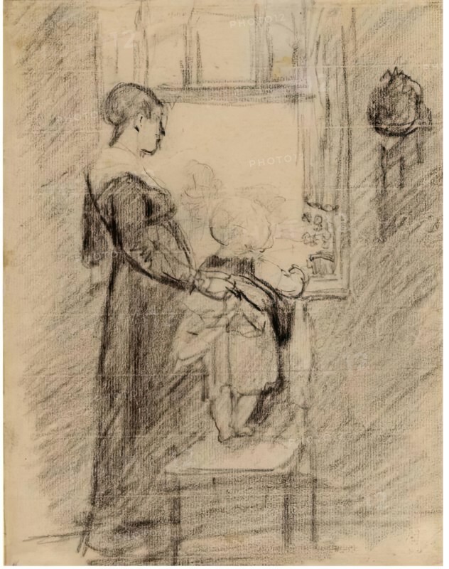 Woman and Child at Window, 1825-1841. Creator: David Wilkie.