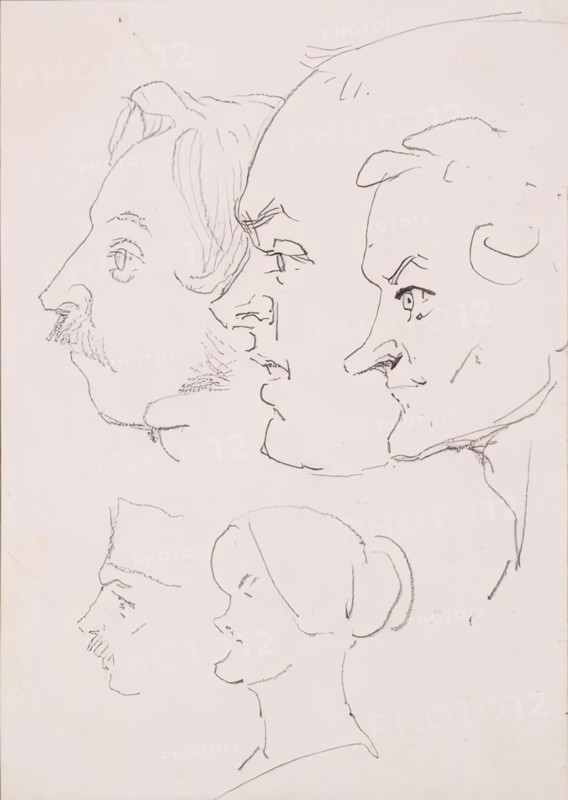Heads - Caricatures, c1836. Creator: John Phillip.