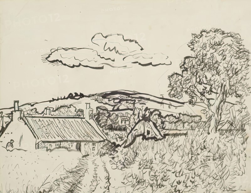 Cottages, Fife, 1925-1931. Creator: George Leslie Hunter.