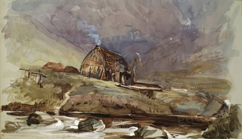 Cottage and Stream, c1840s. Creator: John Phillip.