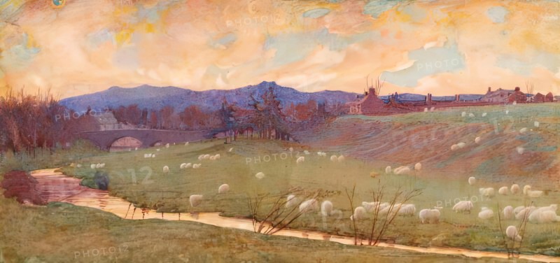 Bogie Bridge, Sunset, c1870-1890. Creator: George Wilson.
