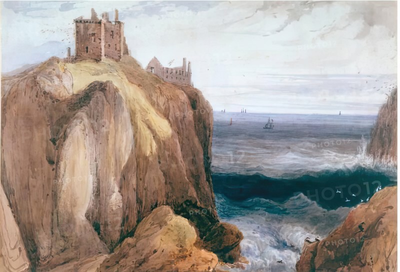 Dunnottar Castle, Kincardineshire, c1822. Creator: William Daniell.