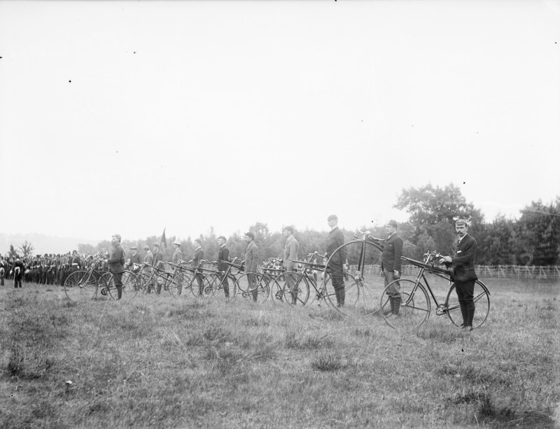 General view of mobile unit of riflemen, Headington, Oxford, Oxfordshire,1860-1922.  Creator: Henry Taunt.