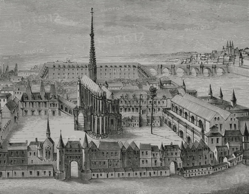 The Palais and the Sainte-Chapelle in the 16th century, Paris, France, 1878.  Creator: Unknown.