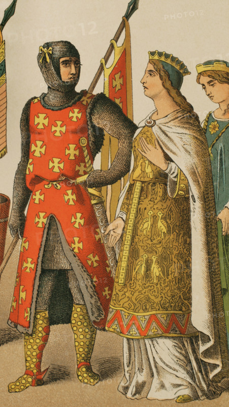 Holy Roman Empire, 1100, (1884). From left to right: warrior, princess and lady.  Creator: Unknown.