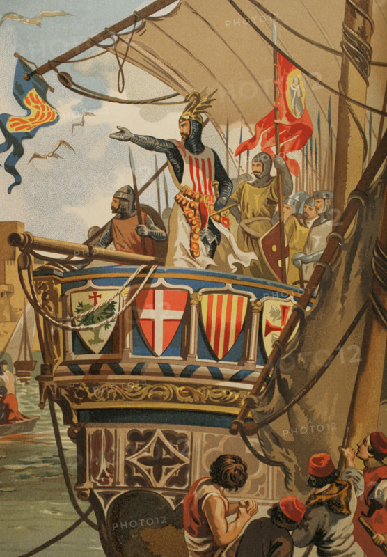 Departure of James I for the conquest of Majorca, (1208-1276), 1229, (1890).  Creator: Unknown.