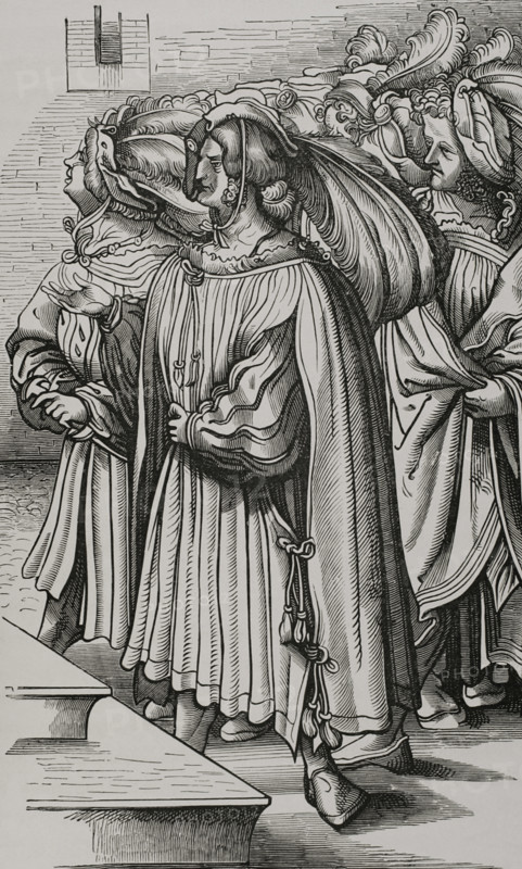The Archdukes and High Barons of Germany at the coronation of Emperor Maximilian on 4 Feb 1508 (1877 Creator: Unknown.