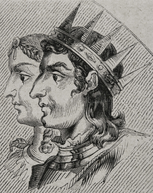 Silo (died 783), King of Asturias (774-783) and Adosinda, Queen consort of Asturias, 1853. Creator: Unknown.