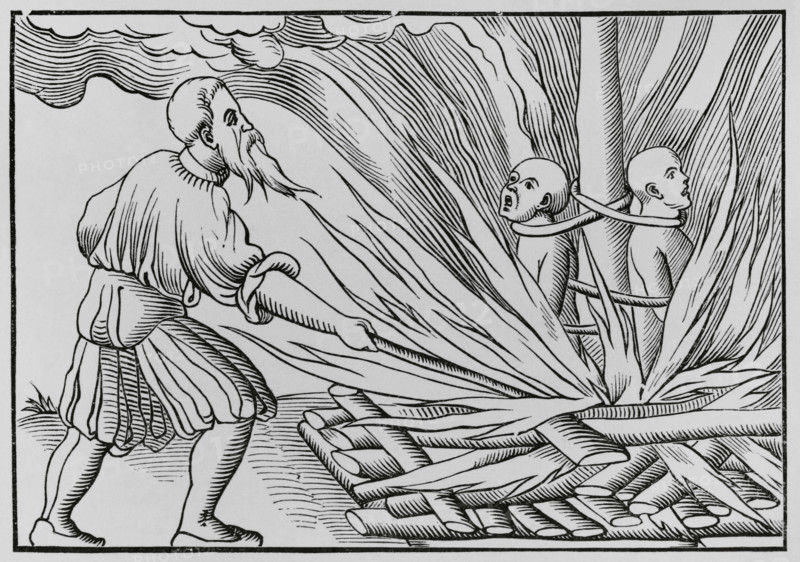 Torture by fire, 1552, (1878).  Creator: Unknown.