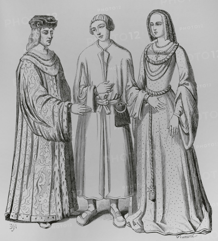 Costume of a lord or rich bourgeois, of a bourgeois or merchant...of the time of Louis XII, 1878. Creator: Unknown.