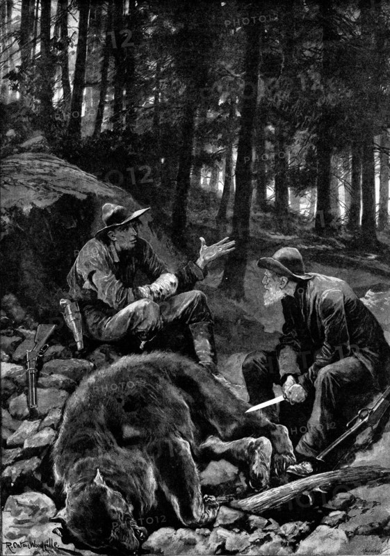 Bear-Hunters in Montana: victors and vanquished, 1895. Creator: George Meisenbach.