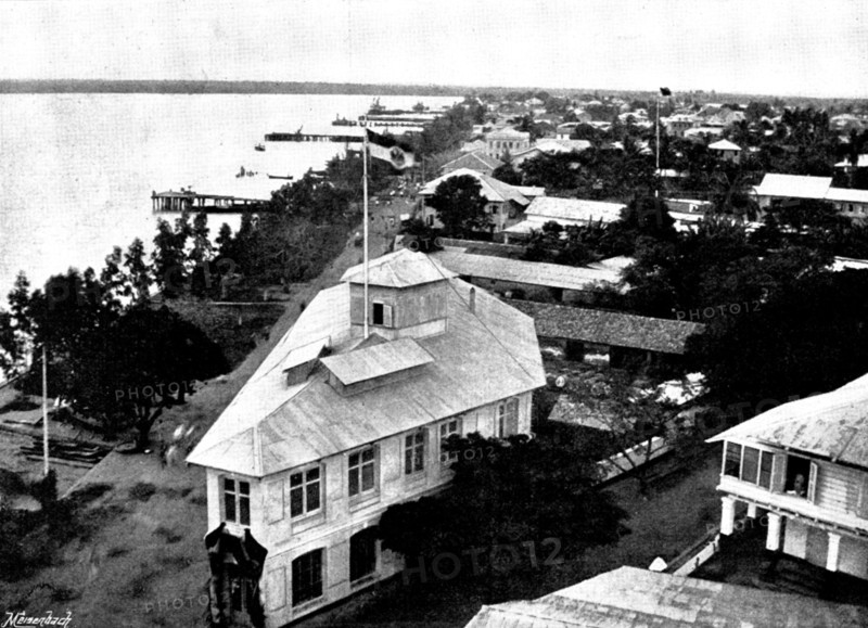 Arrival, and Subsequent Death, of Lady Carter at Lagos: general view of Lagos...the marina, 1895. Creator: George Meisenbach.