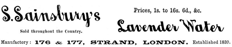 Advertisement for S. Sainsbury's Lavender Water, 1895. Creator: Unknown.