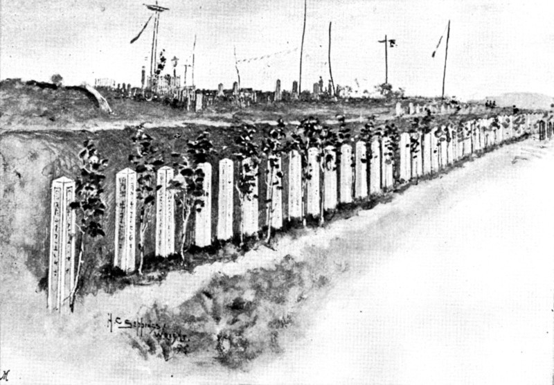 Japanese cemetery for soldiers at Chemulpo, 1895. Creator: George Meisenbach.