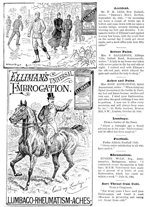 Advertisement for Elliman's Universal Embrocation, 1895. Creator: Unknown.