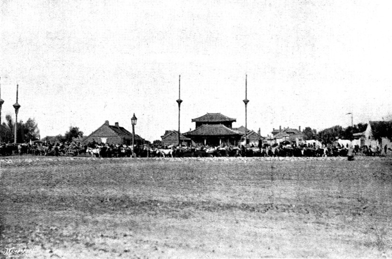 Chinese ammunition train starting from Niuchuang for the front; captured by Japanese..., 1895. Creator: George Meisenbach.