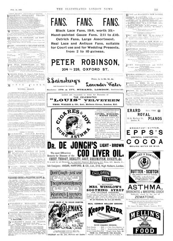 Page of advertisements, 1895. Creator: Unknown.