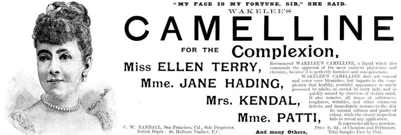 Advertisement for Wakelee's Camelline for the Complexion, 1895.  Creator: Unknown.