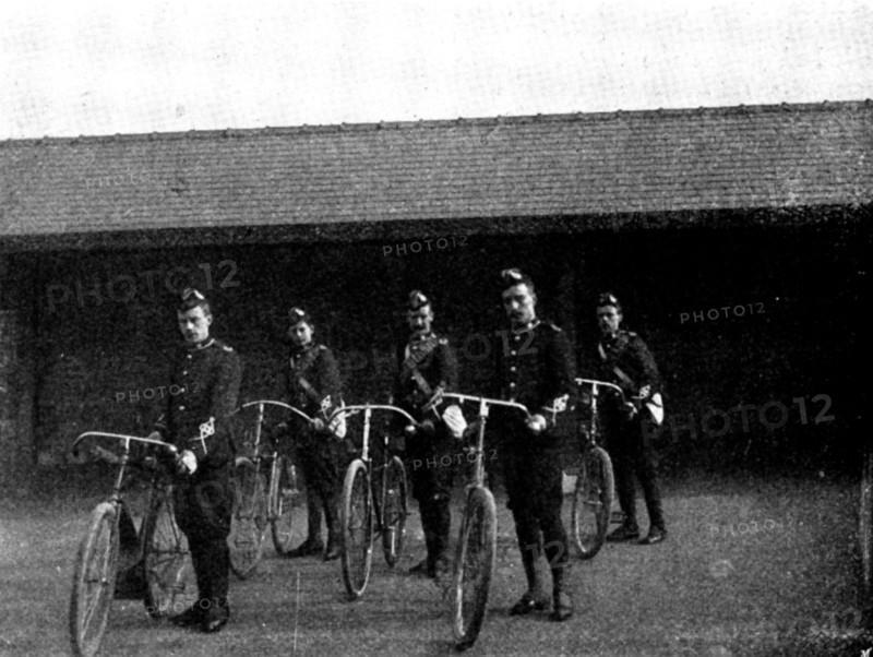 The Volunteer Manoeuvres at Brighton: Cyclist, 4th East Surrey Volunteers, 1895. Creator: Symmons & Thiele.