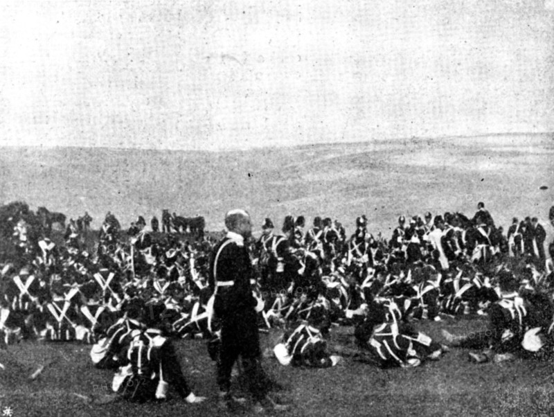 The Volunteer Manoeuvres at Brighton: Waiting for rations after the fight, 1895. Creator: Symmons & Thiele.