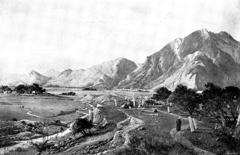 The Pudja Mountain and the Raneezai and Baneezai Country, from near Baboozai, 1895. Creator: George Meisenbach.