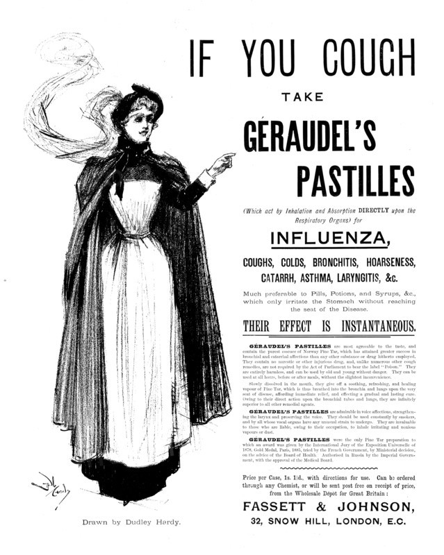 Advertisement for Géraudel's Pastilles, 1895. Creator: Dudley Hardy.