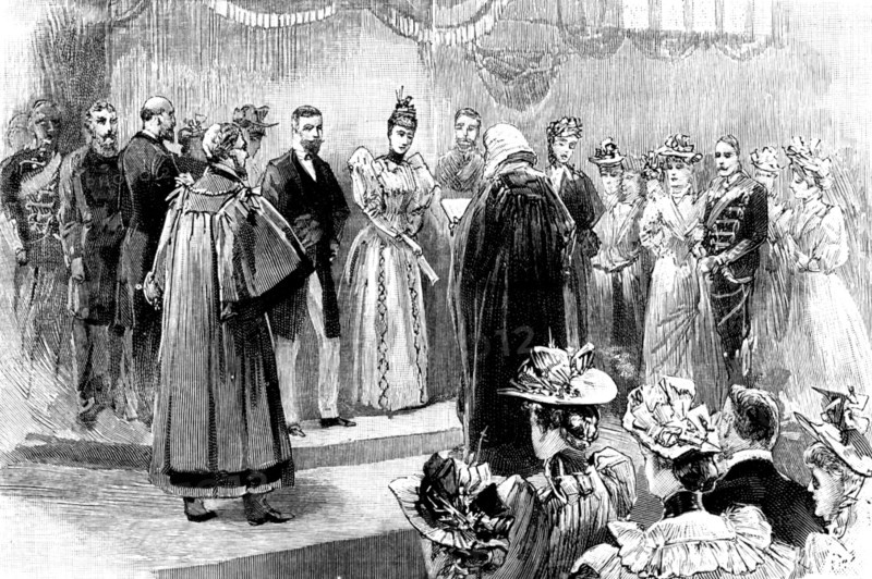 The Duke and Duchess of York at Sheffield: the Recorder...reading the Address, Corn Exchange, 1895. Creator: Unknown.