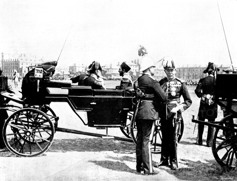 Review on Southsea Common in honour of the Ameer's son: watching The March Past,1895. Creator: Charles Knight.
