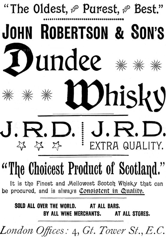 Advertisement for John Robertson & Son's Dundee Whisky, 1895. Creator: Unknown.